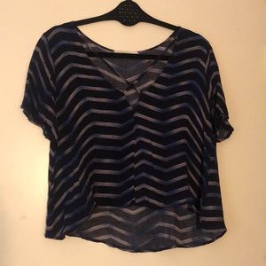 Blue and Purple Criss Cross Top, Size S